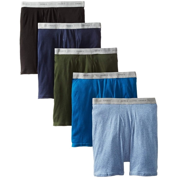 Hanes Men's Tagless Exposed Waistband Boxer Briefs, Assorted, X-Large
