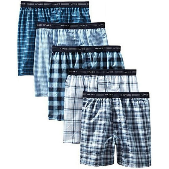 Hanes Men's 5-Pack Tagless, Tartan Boxer with Exposed Waistband, Assorted, X-Large