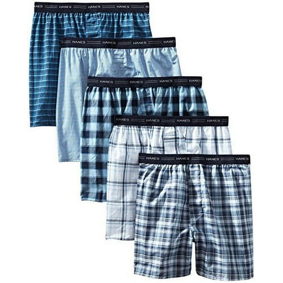 Hanes Men's 5-Pack Tagless, Tartan Boxer with Exposed Waistband, Assorted, XX-Large