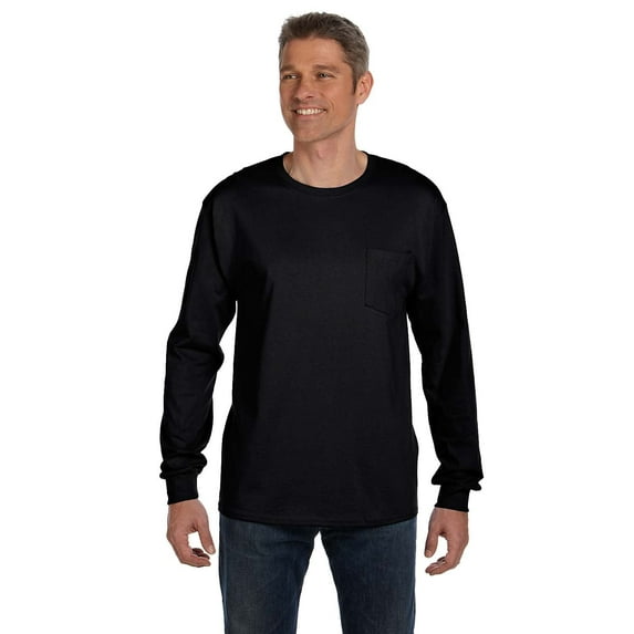 Hanes Men's 6.1 oz. Tagless Long-Sleeve Pocket T-Shirt - 5596