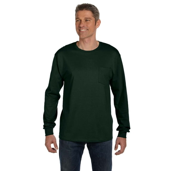 Hanes 5596 Men'S 6.1 Oz. Long-Sleeve Pocket T-Shirt
