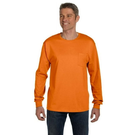 Hanes Men's 6.1 oz. Tagless Long-Sleeve Pocket T-Shirt - 5596