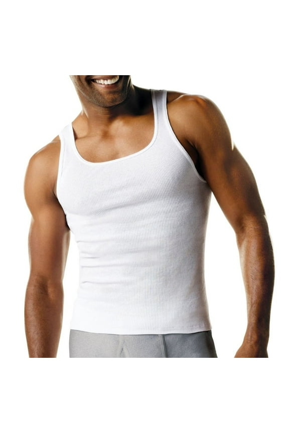 Men's 6 Pack A-Shirts Classic Tagless Tanks - White - X-Large
