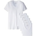 thumbnail image 1 of Hanes Men's 6-Pack Best Tagless Ring Spun Cotton V Neck Short Sleeve T-Shirts (White, L (42-44)), 1 of 2