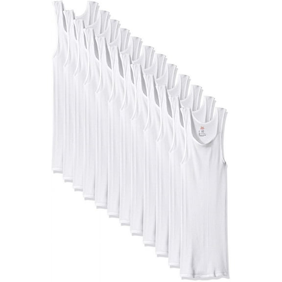 Hanes Men's 6-Pack ComfortSoft Tanks (Large (Chest 42-44"), White (12 Pack))