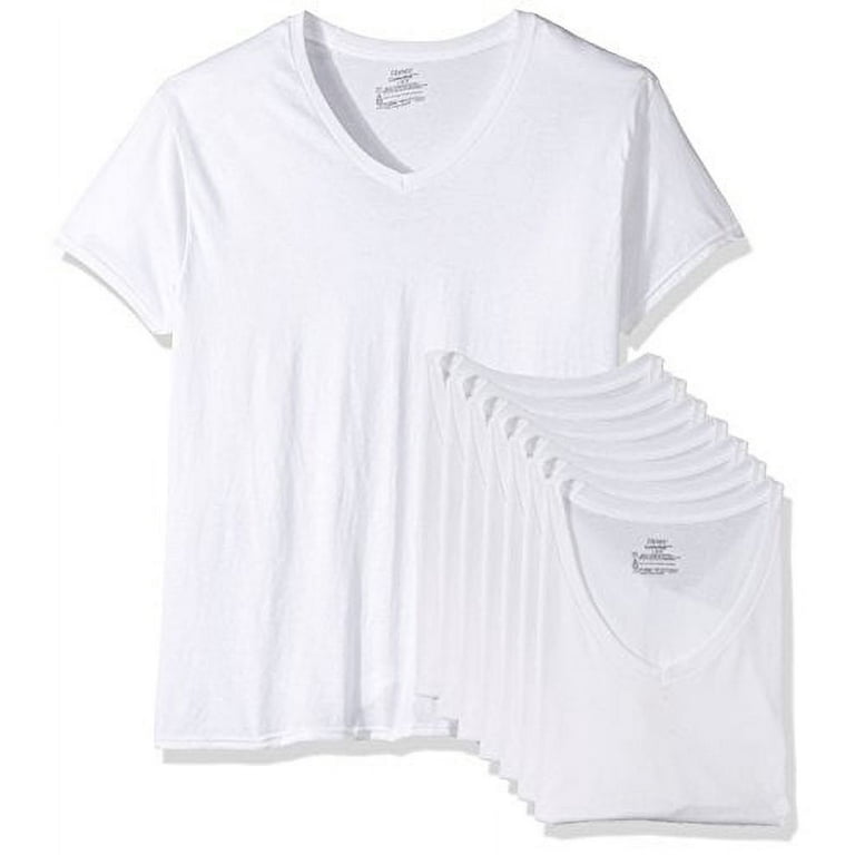 Hanes Men s 7 Pack Comfortsoft Tagless V Neck T Shirt Bonus Pack White Large Walmart
