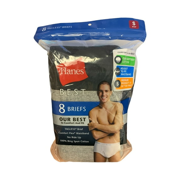 Hanes Men's 8-Pack Best Comfort & Fit Tagless Flex Waistband No Ride Up Briefs (Grey/Black, XXL)