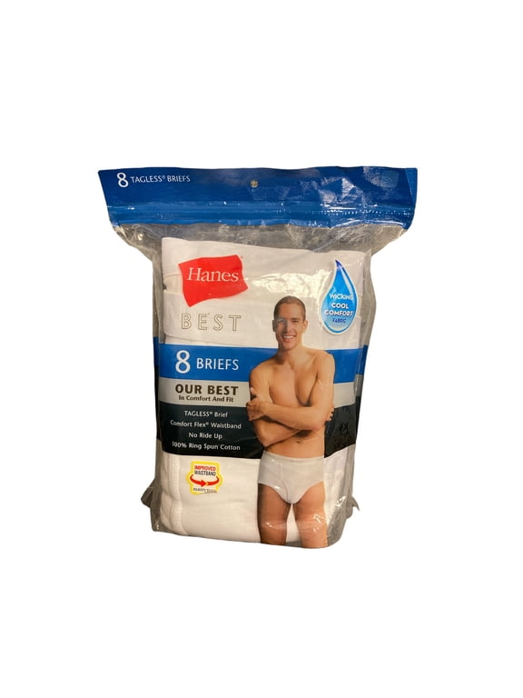 Men's 8-Pack Best Comfort & Fit Tagless Flex Waistband No Ride Up Briefs (White, L)