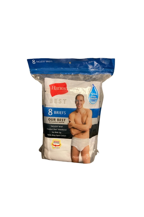 Men's 8-Pack Best Comfort & Fit Tagless Flex Waistband No Ride Up Briefs (White, M)