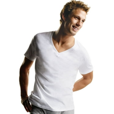 Hanes Men's 8-Pack V-Shirt, White, Medium