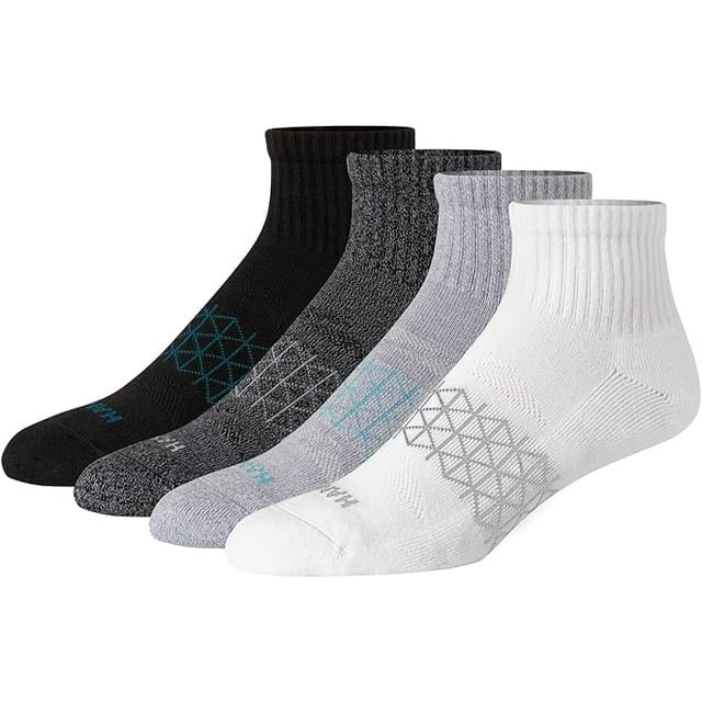 Hanes Men's Absolute Active Cushioned Ankle, Moisture Wicking Socks, Seamless Toe, 4-Pack Size: 6-12