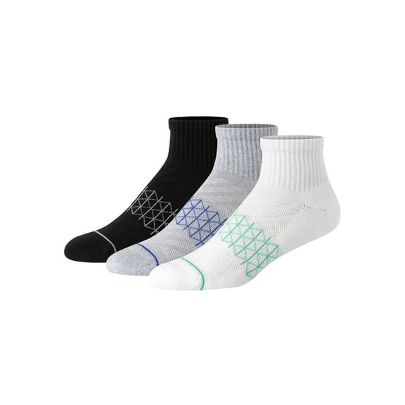 Ankle Socks Pack, 3 Pairs, Absolute Comfort Moisture-Wicking Socks for Men, Cotton Blend