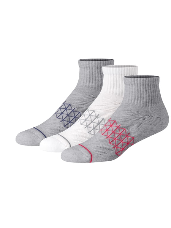 Ankle Socks Pack, 3 Pairs, Absolute Comfort Moisture-Wicking Socks for Men, Cotton Blend