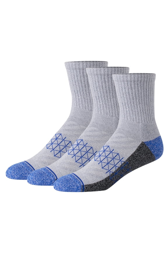 Crew Socks Pack, 3 Pairs, Absolute Comfort Cushioned Socks for Men, Moisture Wicking