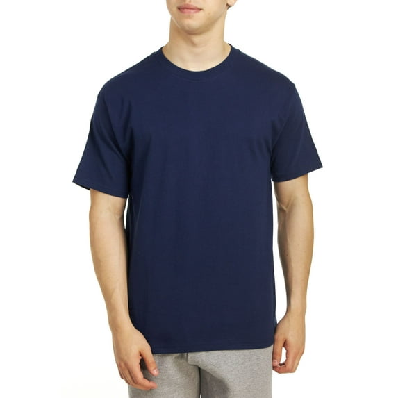 Hanes Men's Adult Short Sleeve Beefy-T Crewneck T-Shirts 5180, Navy, Large