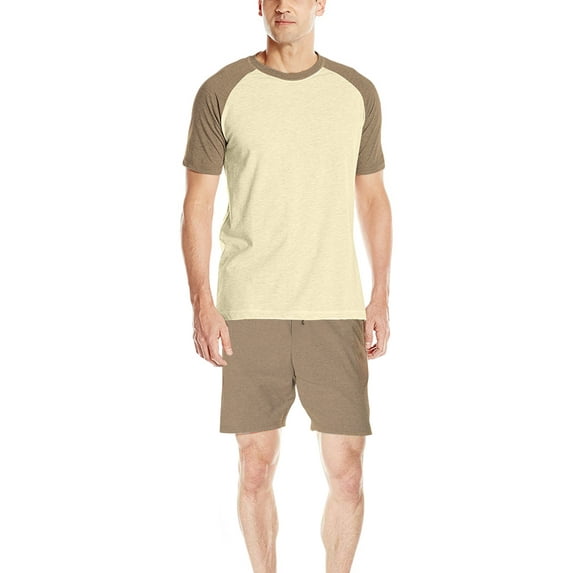 Hanes Men's Adult X-Temp Short Sleeve Cotton Raglan Shirt and Pants Pajamas Pjs Sleepwear Lounge Set - Coffee Heather (2X-Large)