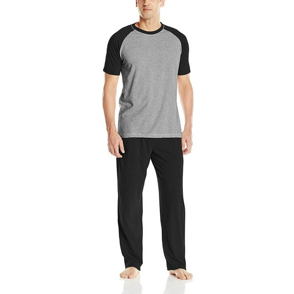 Hanes Men's Adult X-Temp Short Sleeve Cotton Raglan Shirt and Pants Pajamas Pjs Sleepwear Lounge Set