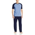 thumbnail image 1 of Hanes Men's Adult X-Temp Short Sleeve Cotton Raglan Shirt and Pants Pajamas Pjs Sleepwear Lounge Set - Blue (Medium), 1 of 6