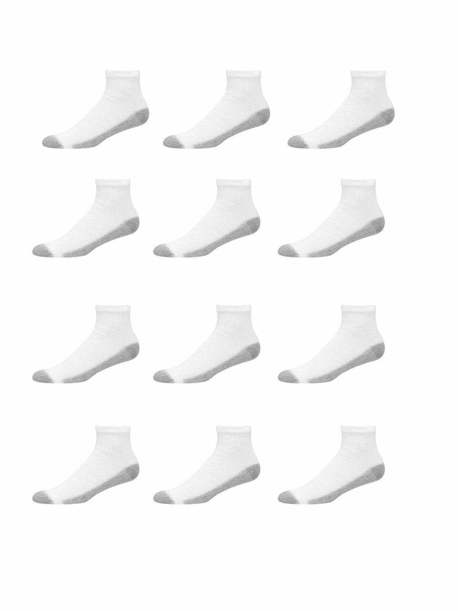 HANES Men`s Ankle Socks, 186V12,12-Pack, 10-13, White (Shoe Size 6-12)