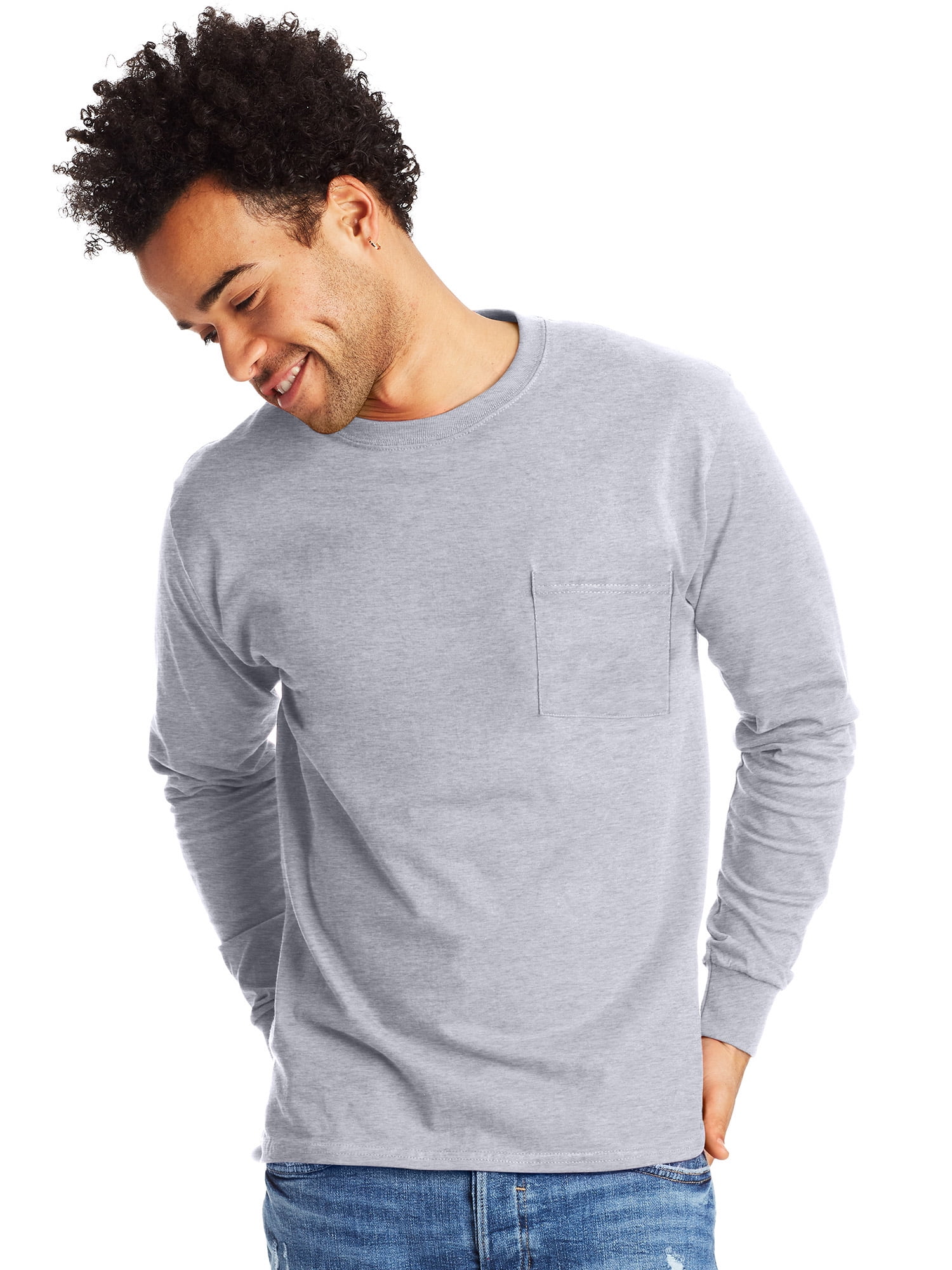 Hanes Men's Authentic Long Sleeve Pocket Tee