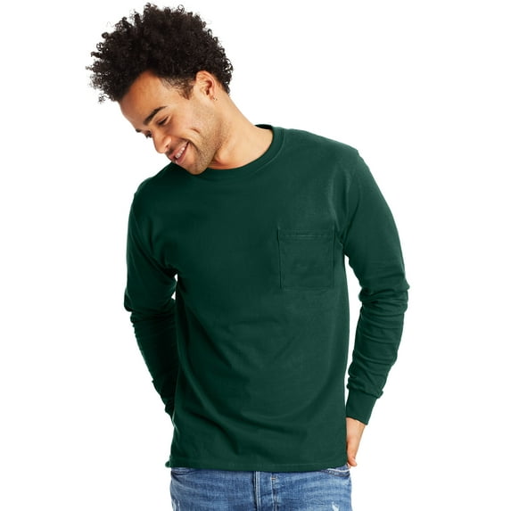Hanes Men's Authentic Long Sleeve Pocket Tee