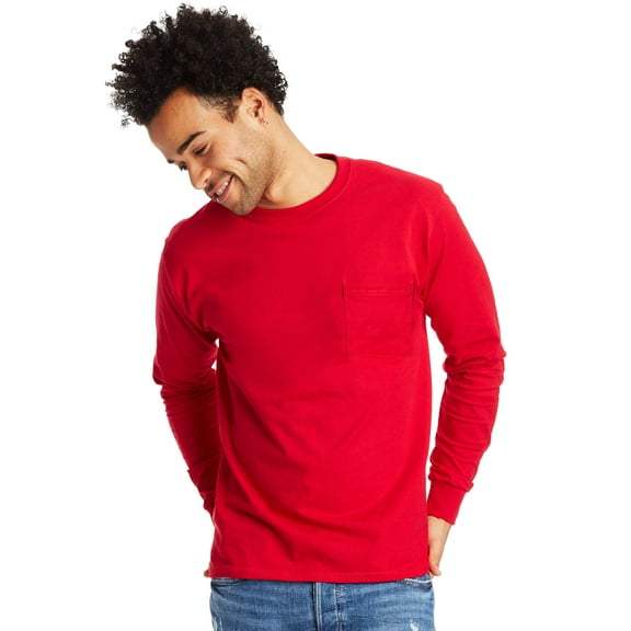 Hanes Men's Authentic Long Sleeve Pocket Tee