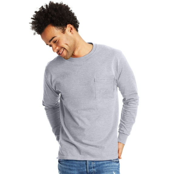 Hanes Men's Authentic Long Sleeve Pocket Tee