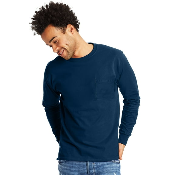 Hanes Men's Authentic Long Sleeve Pocket Tee