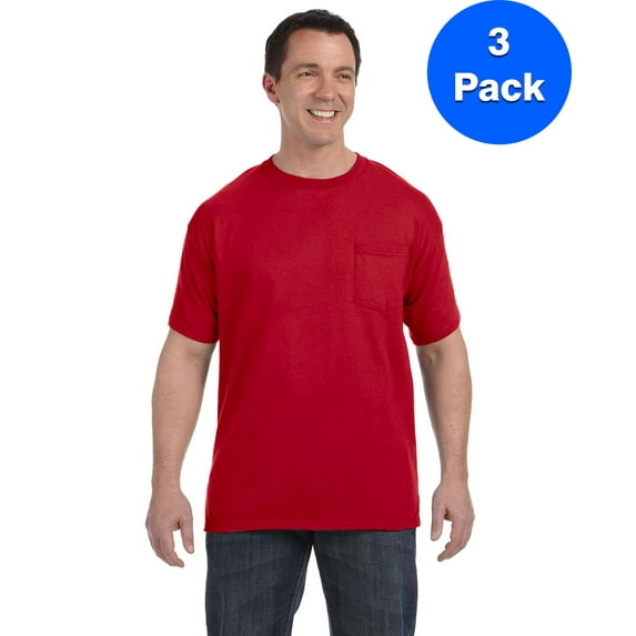 Hanes Men's Authentic Pocket Short-Sleeve T-Shirt - H5590 (3 PACK)