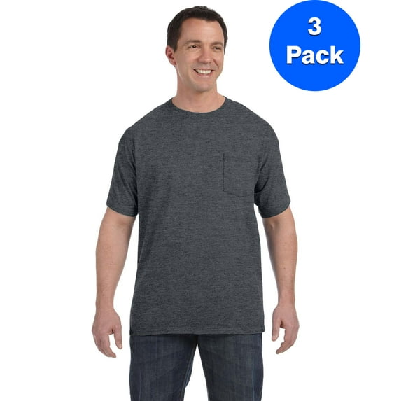 Hanes Men's Authentic Pocket Short-Sleeve T-Shirt - H5590 (3 PACK)