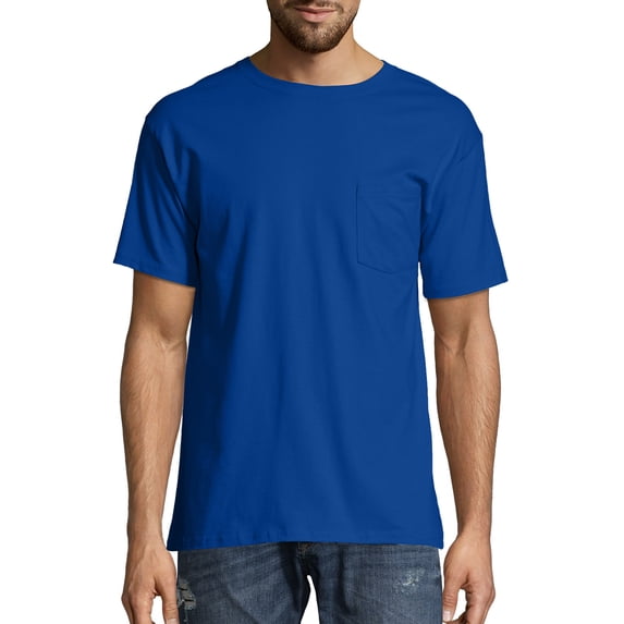 Hanes Men's & Big Men's Authentic Short Sleeve Pocket Tee, Sizes S-3XL
