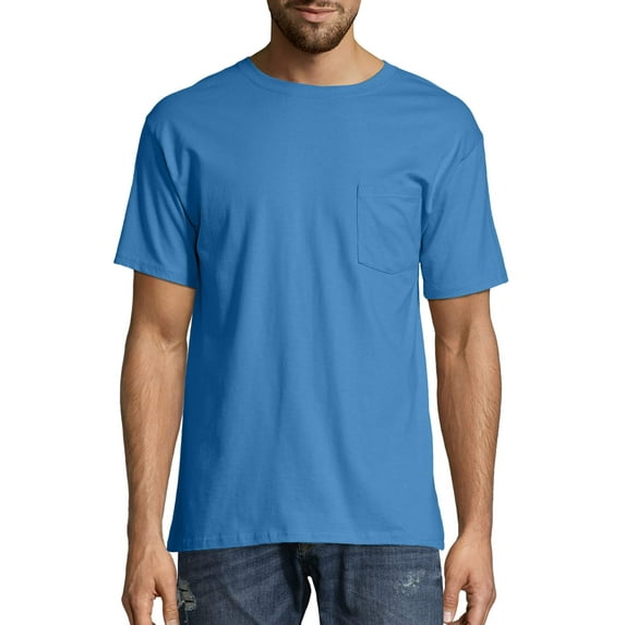 Hanes Men's & Big Men's Authentic Short Sleeve Pocket Tee, Sizes S-3XL