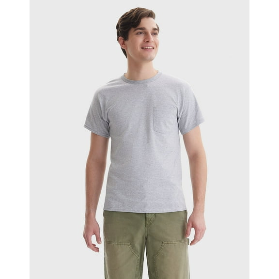 Hanes T Shirt Pocket Mens Short Sleeve Tagless Comfort Soft Tees Tops Blank Plain Adult