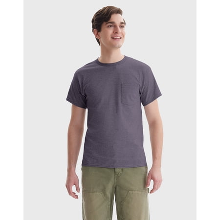 Hanes Men's Authentic Pocket T-Shirt Charcoal Heather M
