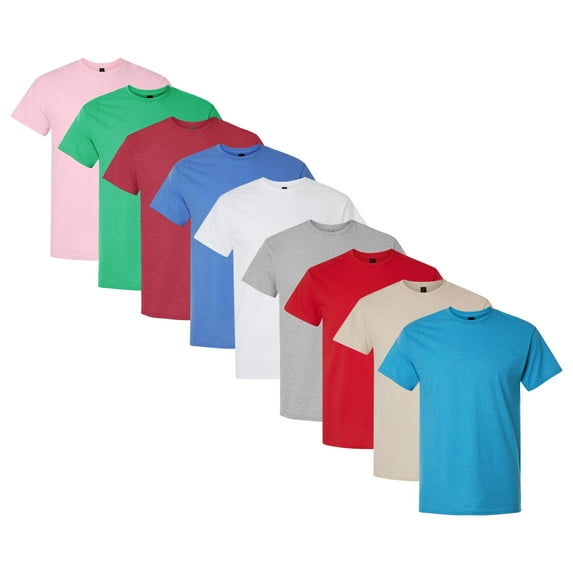 Hanes Men's Authentic Short Sleeve T-Shirt, Assorted Crewneck T-Shirt 100% Cotton Jersey Bulk Tee Shirt, Mix Tees (Bright Color 9 Pack, 5XL)