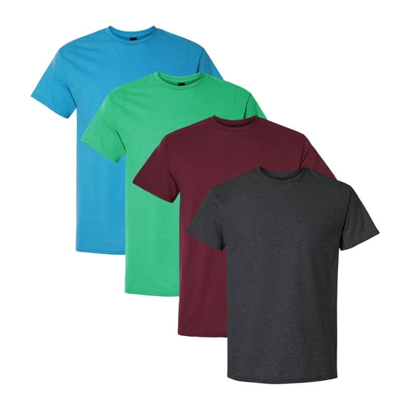 Hanes Men's Authentic Short Sleeve T-Shirt, Assorted Crewneck T-Shirt 100% Cotton Jersey Bulk Tee Shirt, Mix Tees (Dark+Bright Color 4 Pack, XL)