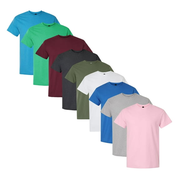 Hanes Men's Authentic Short Sleeve T-Shirt, Assorted Crewneck T-Shirt 100% Cotton Jersey Bulk Tee Shirt, Mix Tees (Dark+Bright Color 9 Pack, L)
