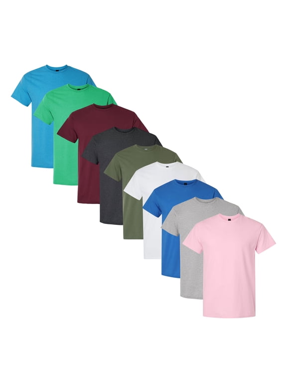Men's Authentic Short Sleeve T-Shirt, Assorted Crewneck T-Shirt 100% Cotton Jersey Bulk Tee Shirt, Mix Tees (Dark+Bright Color 9 Pack, XL)