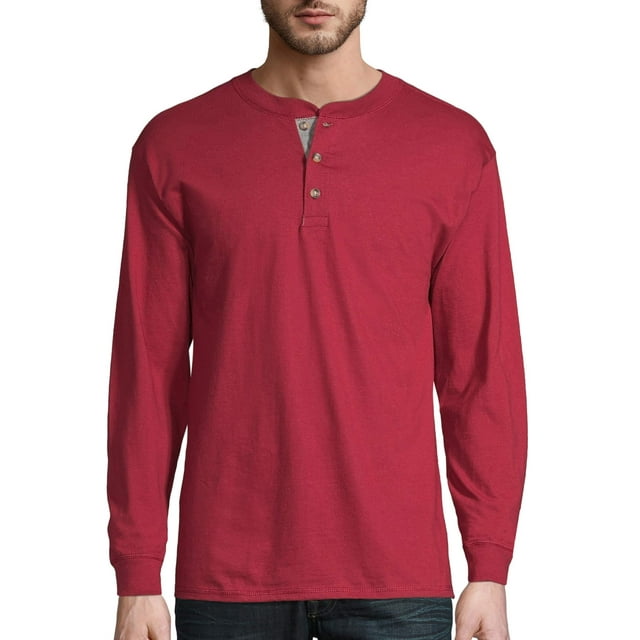 Hanes Men's Beefy Heavyweight Long Sleeve ThreeButton Henley, Up to