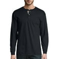 Hanes Mens Beefy Heavyweight Long Sleeve Three Button Henley Up To