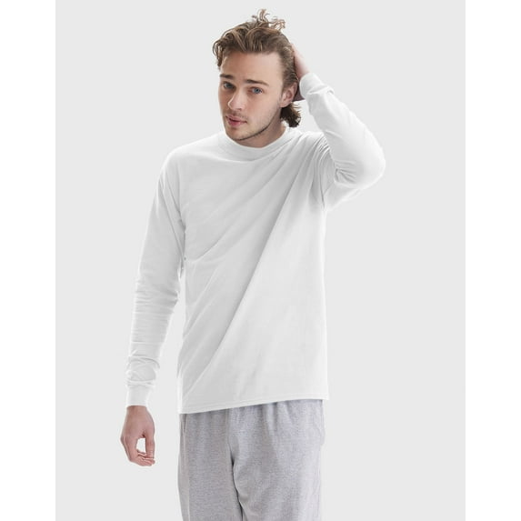 Hanes Beefy Men's Long Sleeve T-Shirt, Cotton White XL