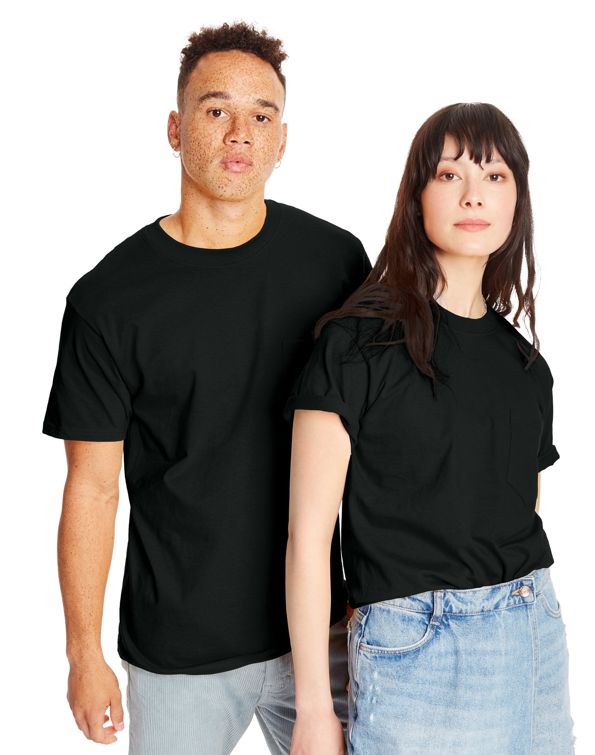 hanes black t shirts with pocket