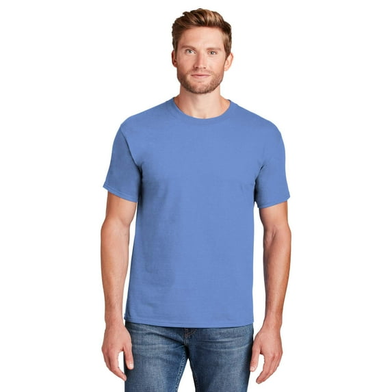 Hanes Men’s Beefy-T Heavyweight Cotton Crew Neck T-Shirt, Short Sleeve, Carolina Blue, 1-Pack, S-3XL