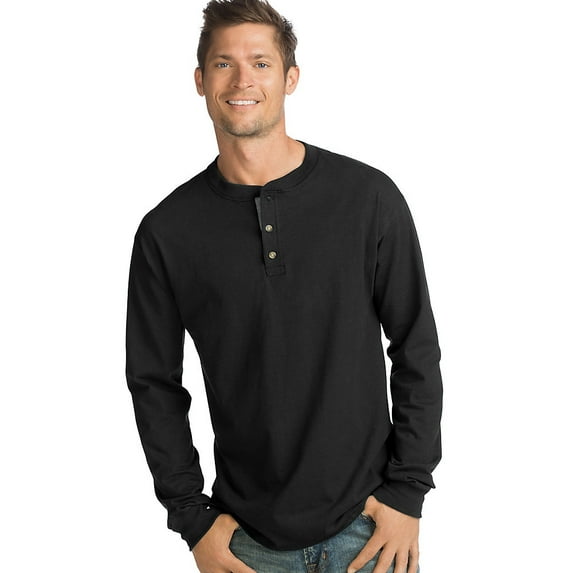 Hanes Men's Beefy-T Long-Sleeve Henley - O5719