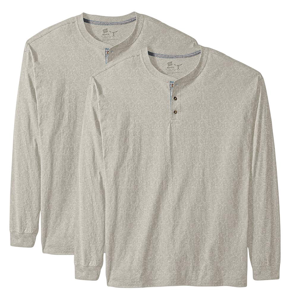 Hanes Uomo Beefy-T Manica Lunga Henley &ndash; Maglia Classica Cotone USA