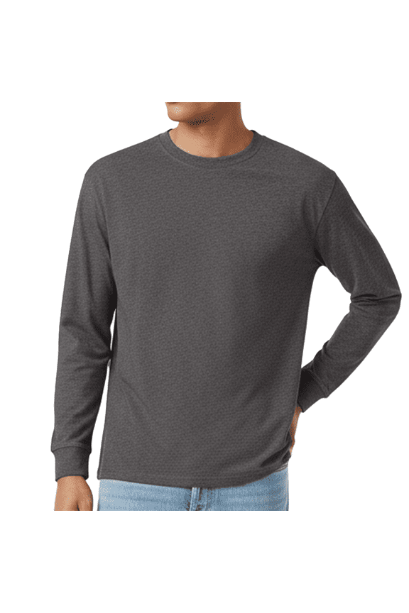Men's Beefy-T Long Sleeve T-Shirt, Comfortable Crew Neck Classic Fit Tee, Charcoal Heather, 3XL