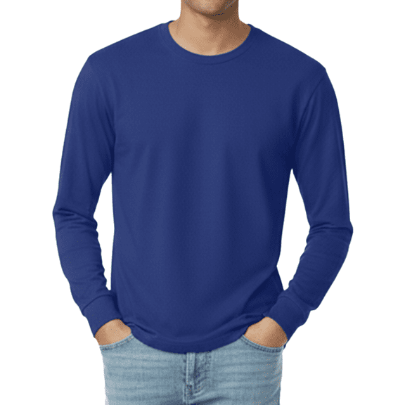 Hanes Men's Beefy-T Long Sleeve T-Shirt, Comfortable Crew Neck Classic Fit Tee, Deep Royal, L