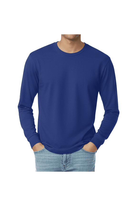 Men's Beefy-T Long Sleeve T-Shirt, Comfortable Crew Neck Classic Fit Tee, Deep Royal, L