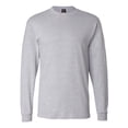 thumbnail image 1 of Hanes Men’s Beefy-T Long Sleeve T-Shirt, Crew Neck, Durable Pre-Shrunk Cotton Tee, Light Steel, XL, 1 of 4
