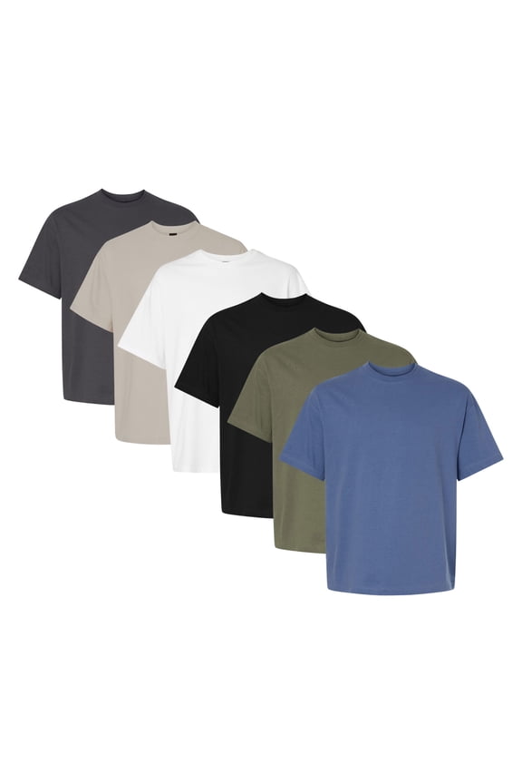 Men's Beefy-T Retro Street T-Shirt, 100% Ring-Spun Cotton Short Sleeve Crewneck Tees, Plain Bulk Tee Shirt (Bright Color 6 Pack, M)